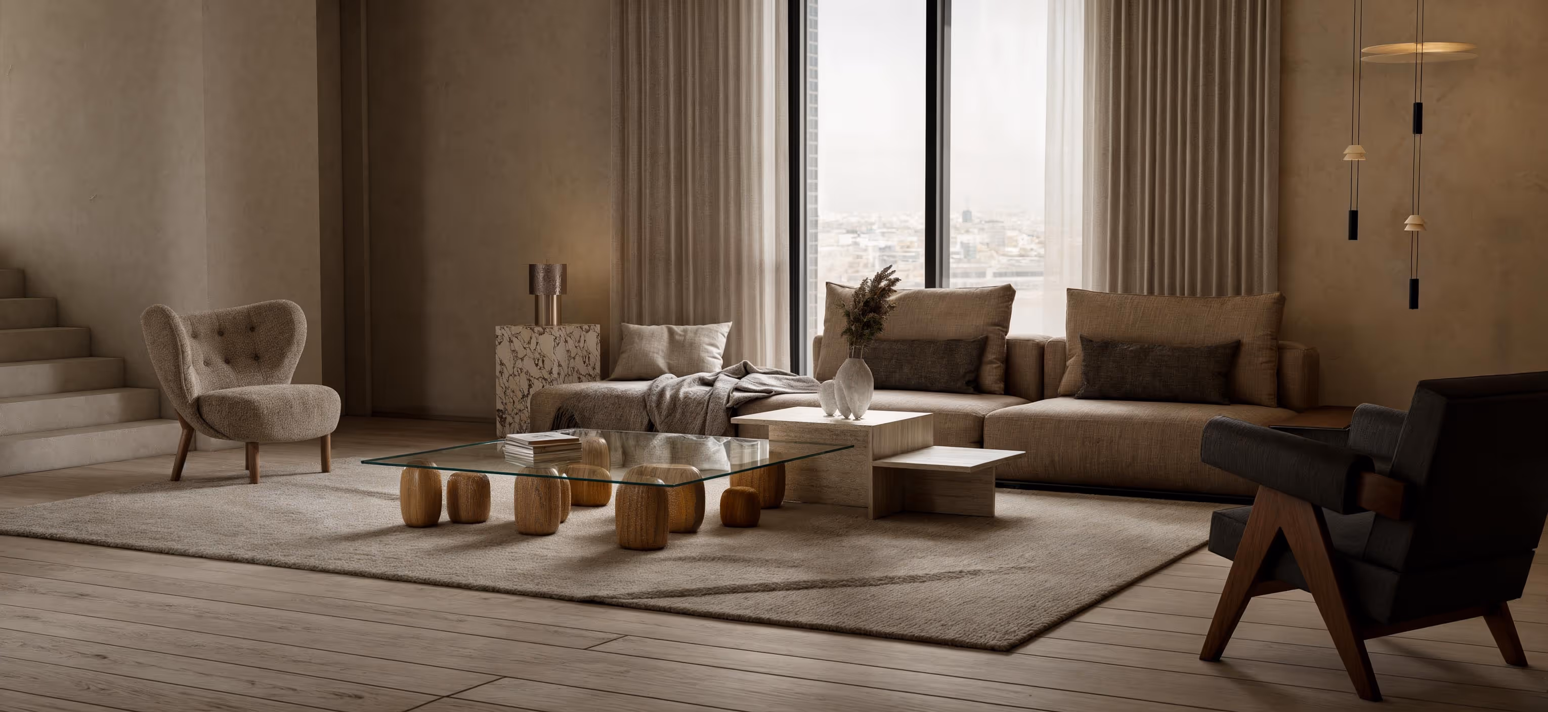 East Modern style living room